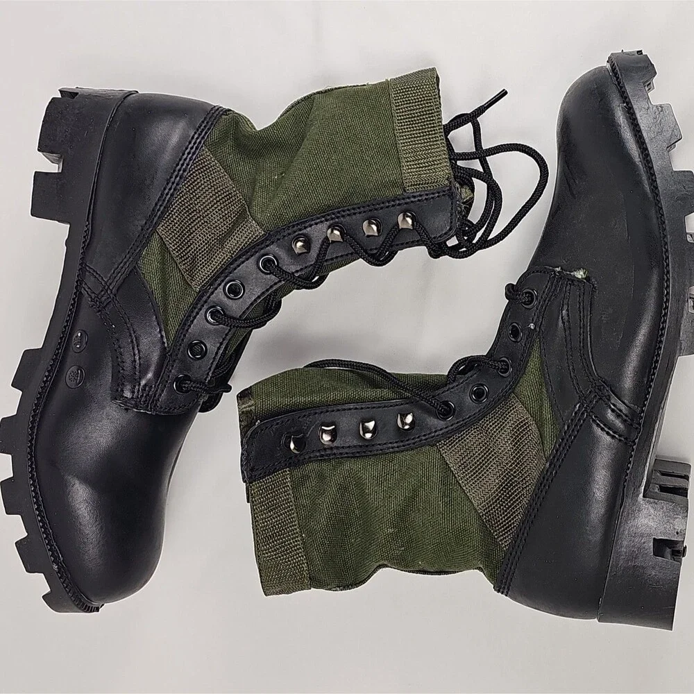 Men’s Size 9 Jungle Combat Style Boots Olive Green Black Military Reproduction